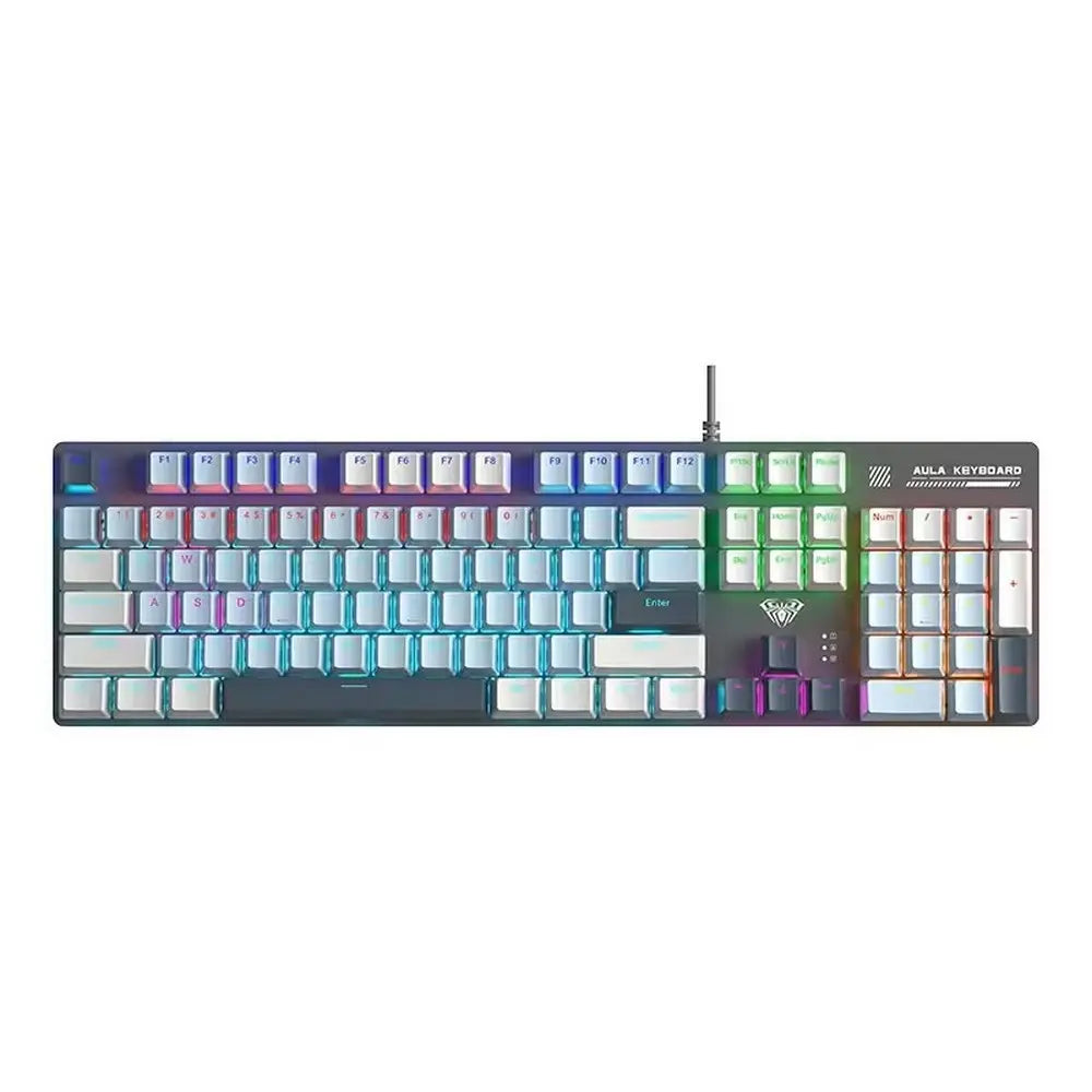 Aula S500 Mechanical Wired Keyboard - Light Blue/Light Grey/Dark Blue - Blue Switches