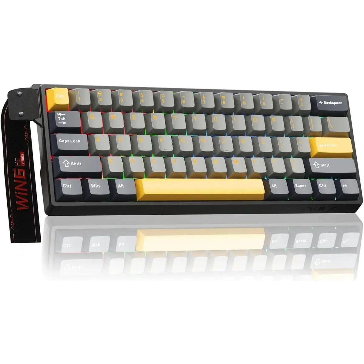 Aula WIN60 HE Max 65% Wired Gasket-Mounted Gaming Keyboard - Grey/Yellow