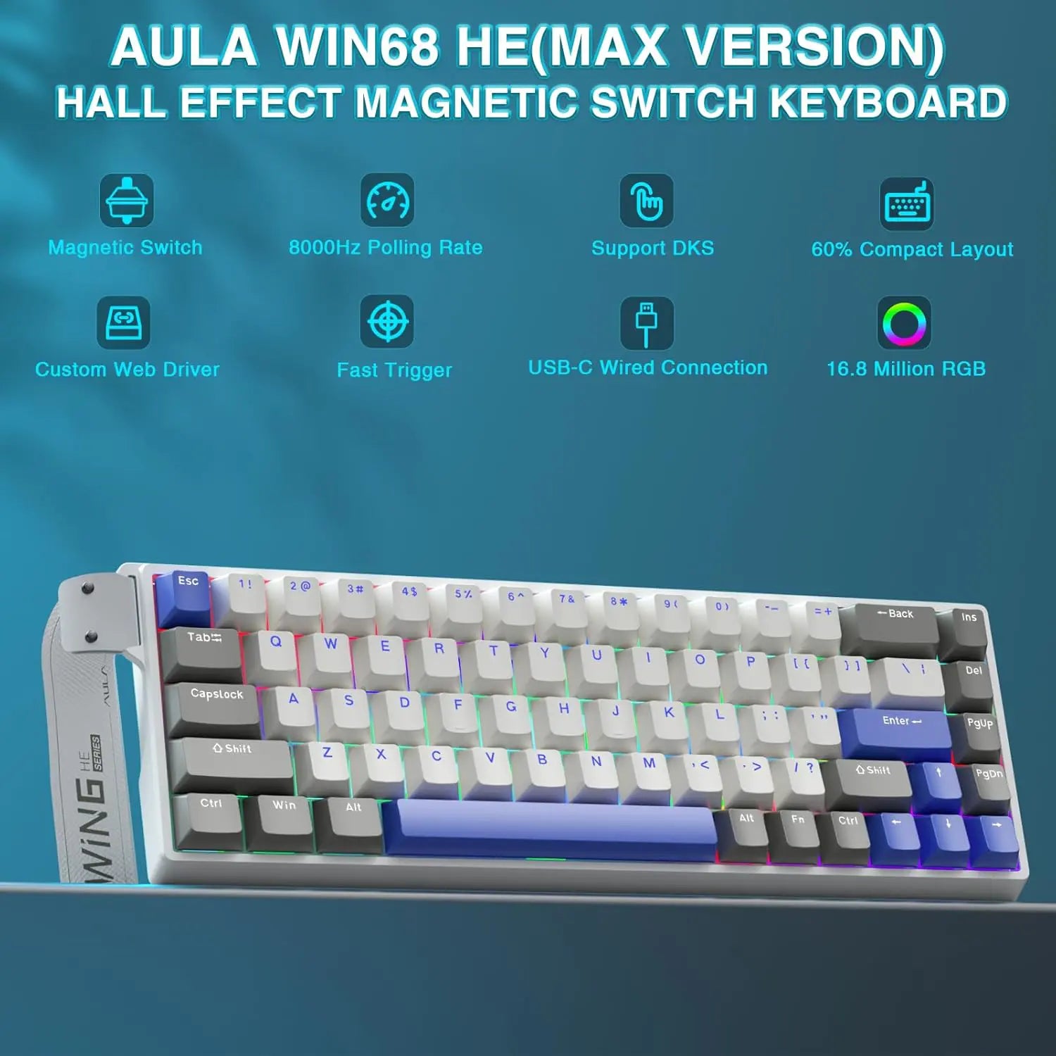 Aula WIN68 HE Max Hall Effect Gaming Keyboard with WingChun Magnetic Switch