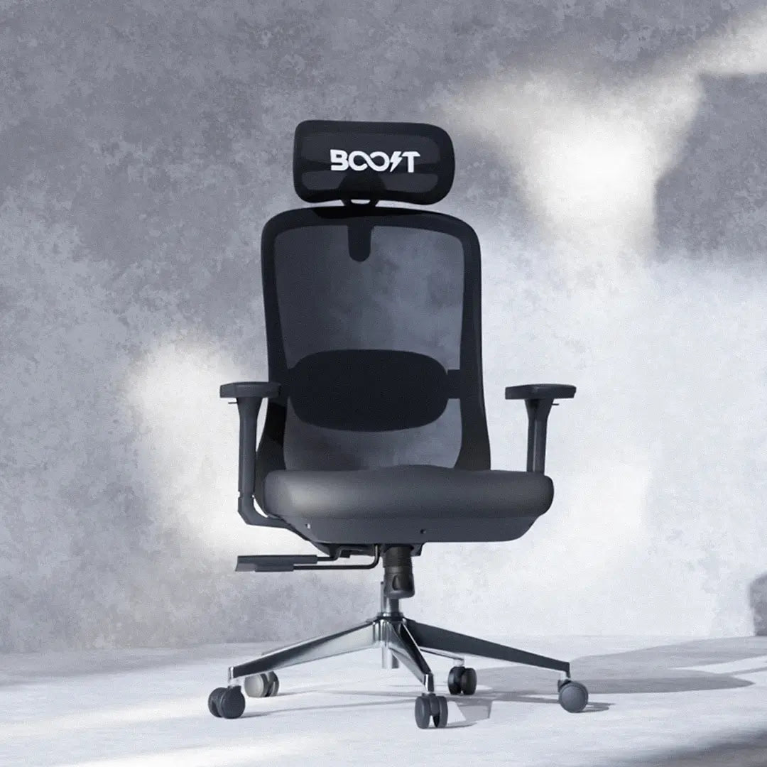 Boost Kinetic Ergonomic Mesh Chair with Electric Massager - Black