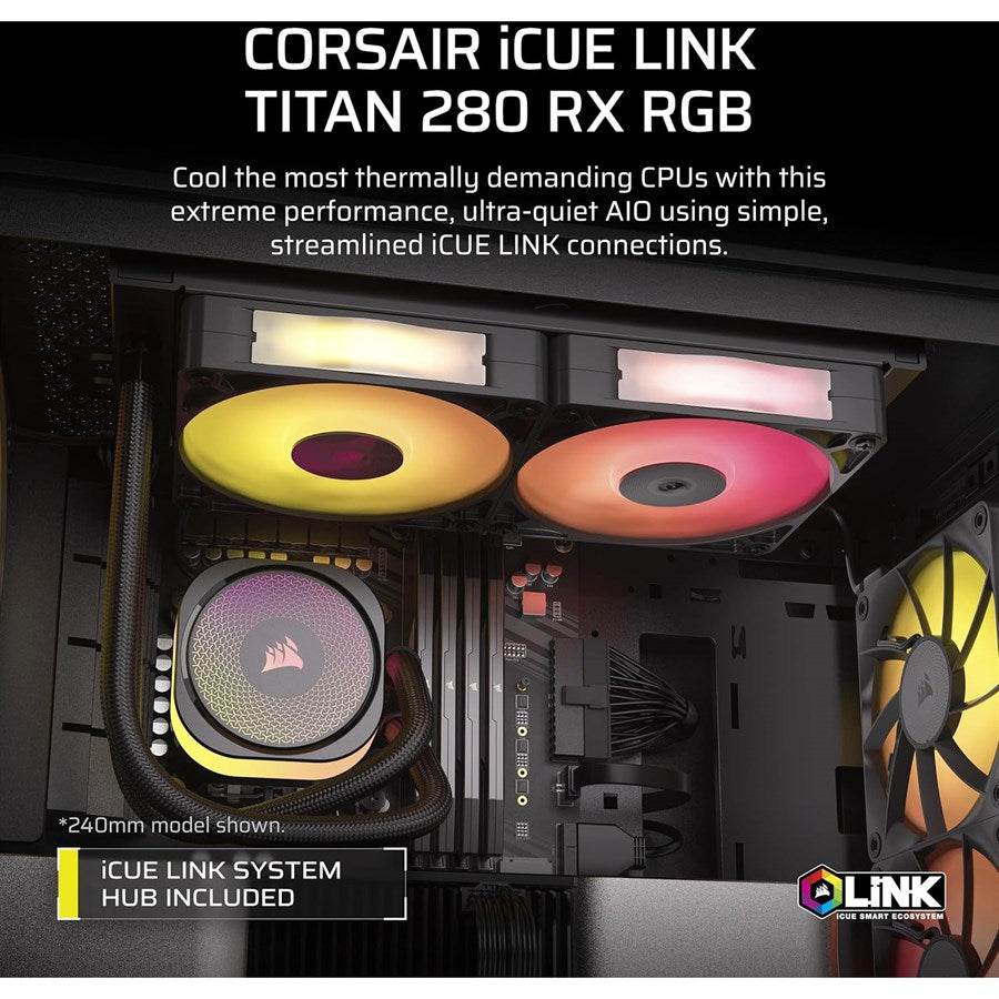 CORSAIR iCUE Link Titan 280 RX RGB Liquid CPU Cooler – 280mm AIO | Black | CW-9061017-WW - PakByte  