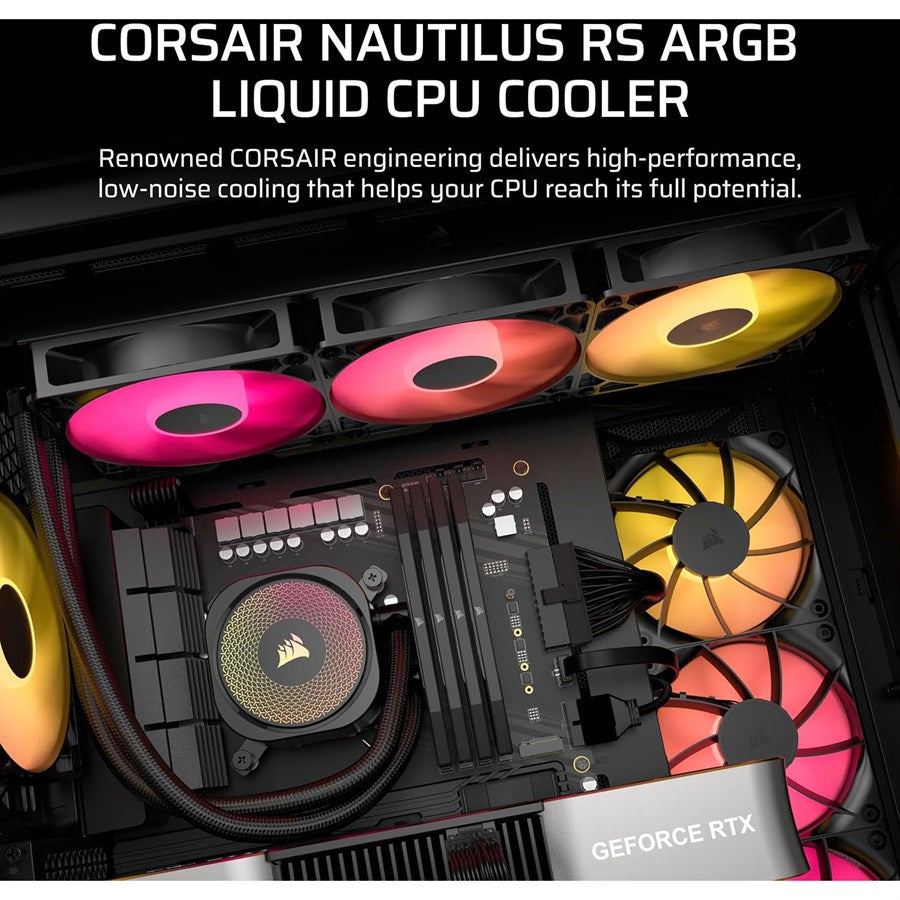 CORSAIR Nautilus 360 RS ARGB Liquid CPU Cooler – 360mm AIO – Low-Noise – Direct Motherboard Connection – Daisy-Chain – Intel LGA 1851/1700, AMD AM5/AM4 – 3X RS120 ARGB Fans Included – Black - CW-9060093-WW - PakByte  