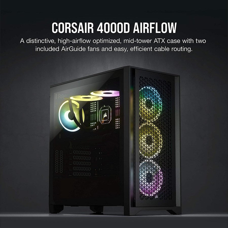 Corsair 4000D AIRFLOW Tempered Glass Mid-Tower ATX Case — Black - CC-9011200-WW - PakByte  