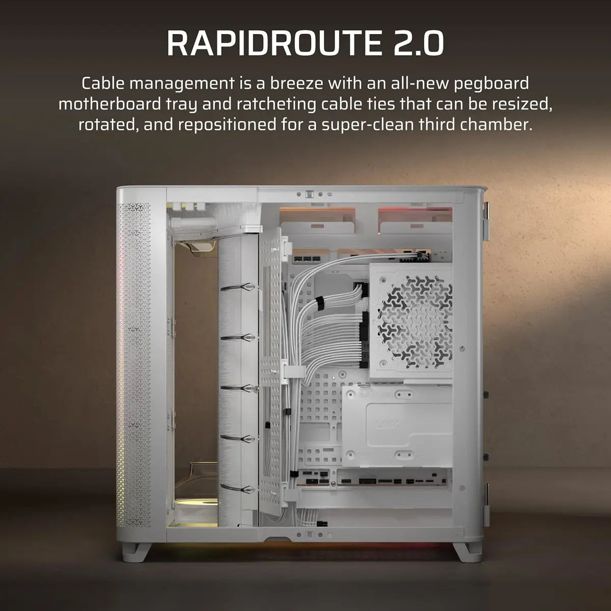 Corsair Air 5400 LX-R RGB iCUE Link Triple Chamber Mid-Tower PC Case - White