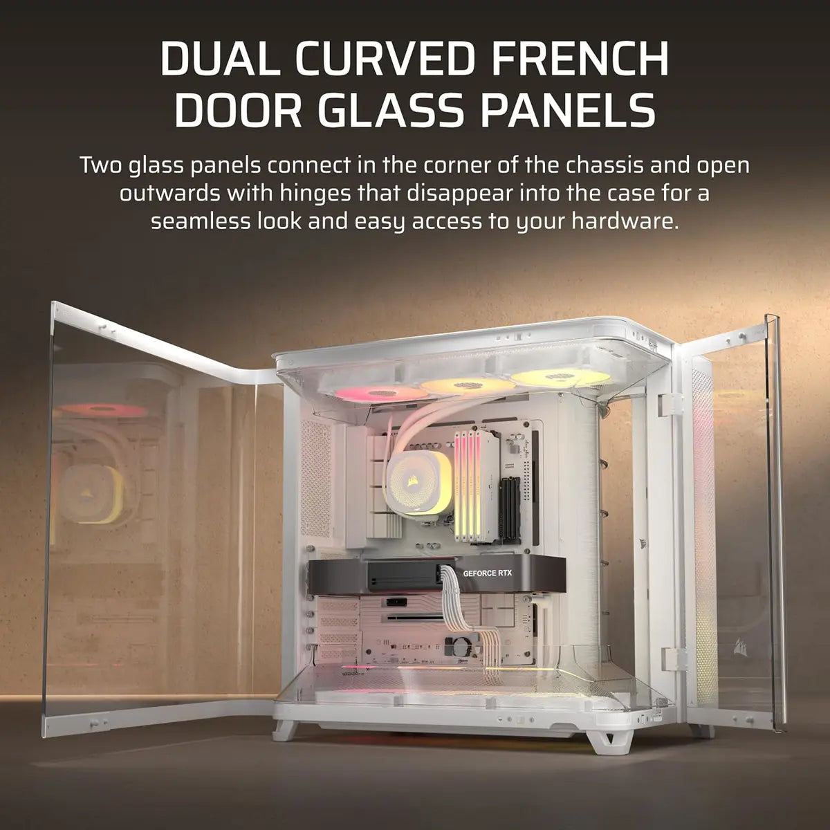 Corsair Air 5400 RS-R ARGB Triple-Chamber Mid-Tower Panoramic PC Case - White