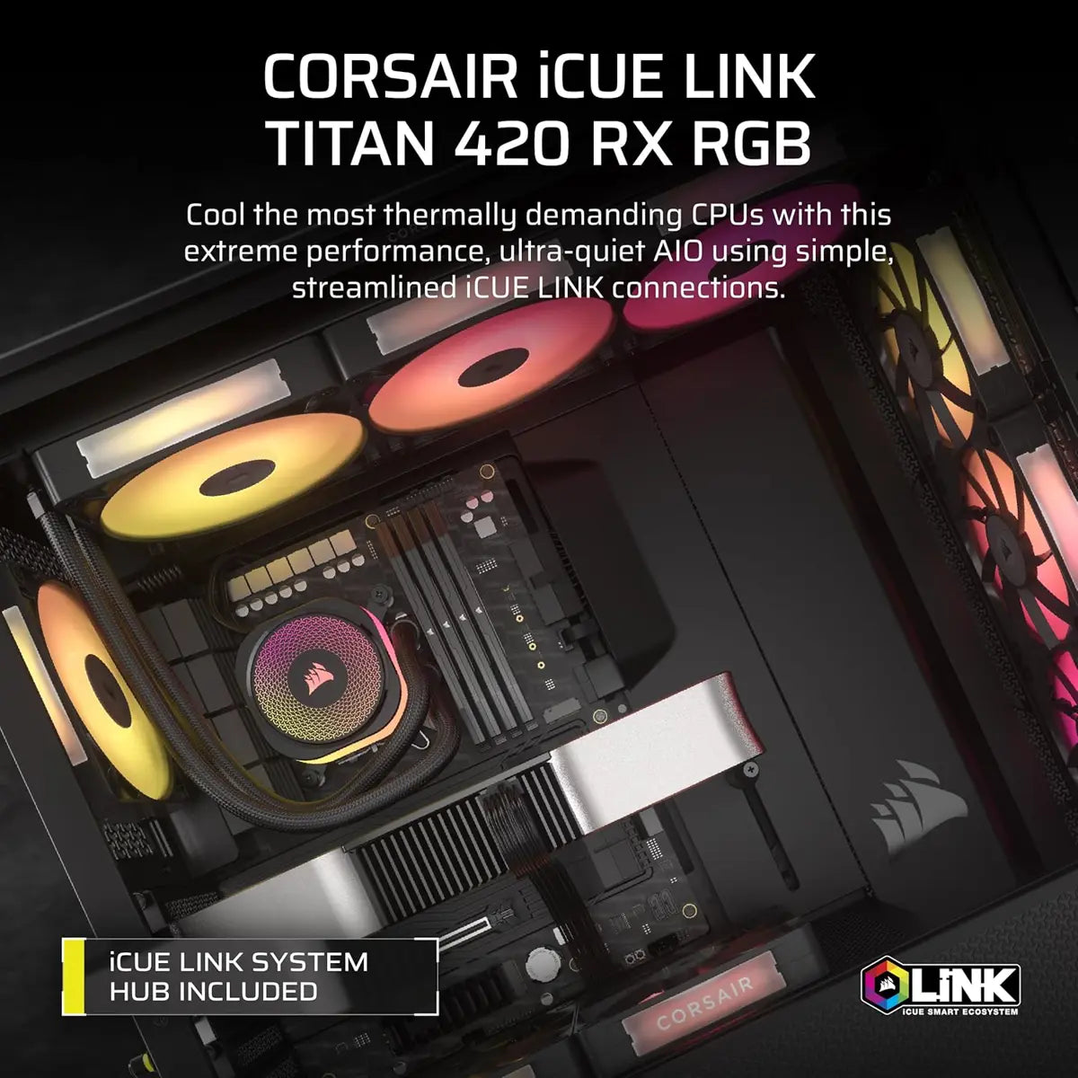 Corsair iCUE Link Titan 420 RX RGB Liquid CPU Cooler - Black