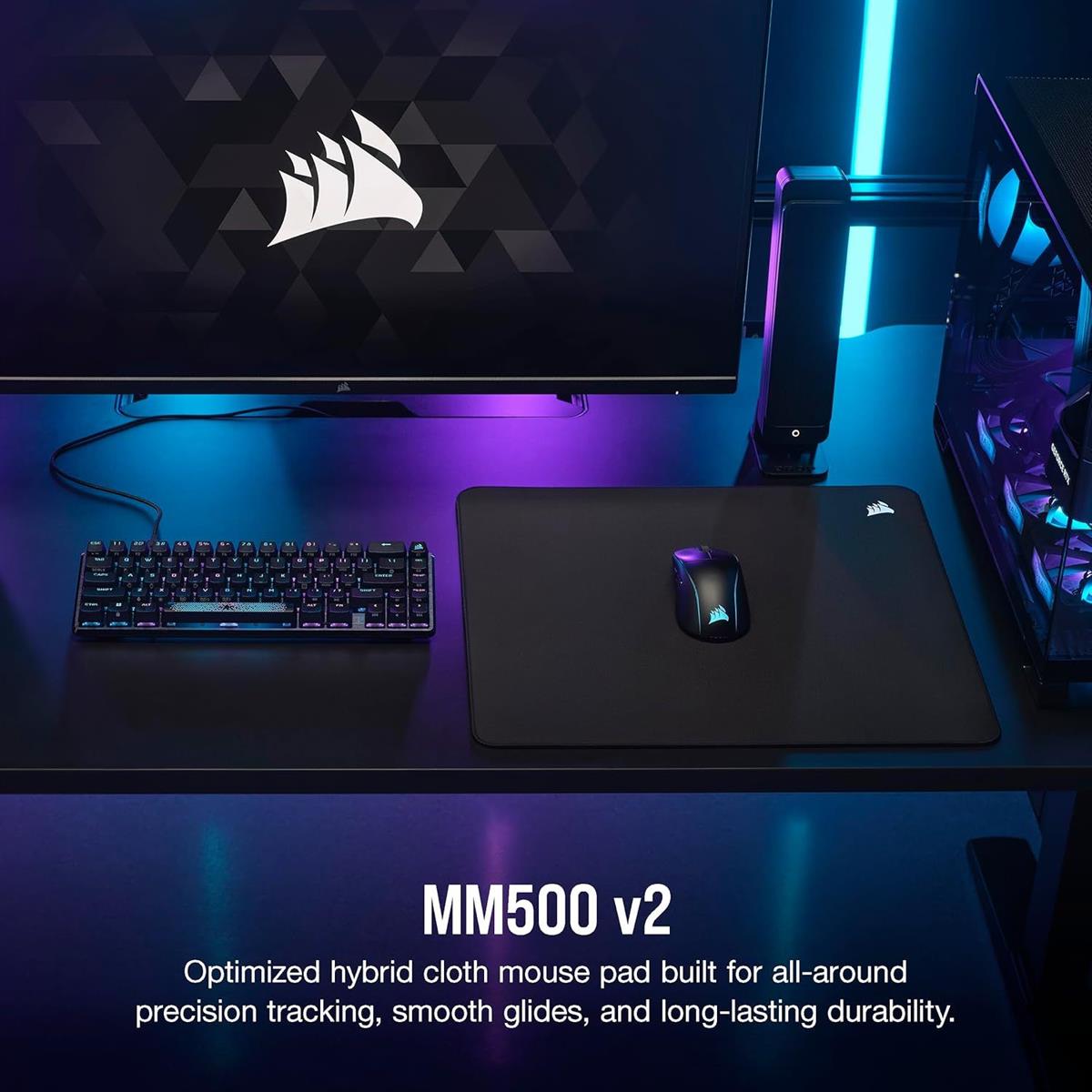 Corsair MM500 v2 Hybrid Cloth Gaming Large Mouse Pad, Spill-Proof Coating, Anti-Fray Stitched Edges, Non-Slip Rubber Base – Black - PakByte  