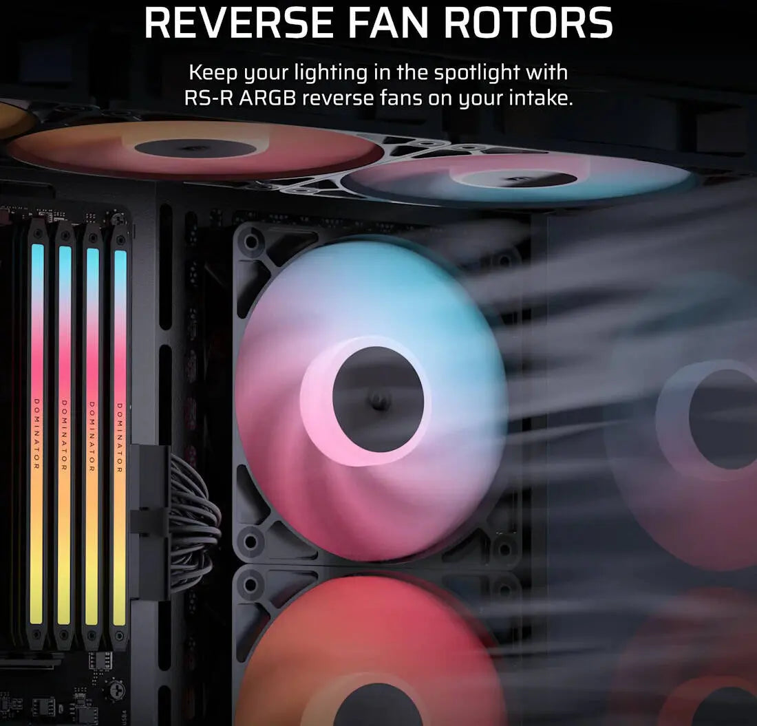 Corsair RS120-R ARGB 120mm PWM Reverse Fans Triple Pack - Black