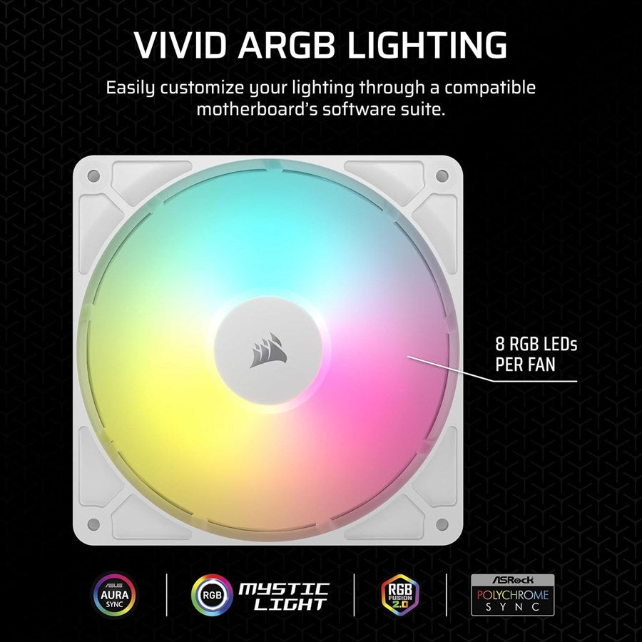 Corsair RS140 ARGB 140mm PWM Fans - Dual Pack - White - CO-9050187-WW - PakByte  