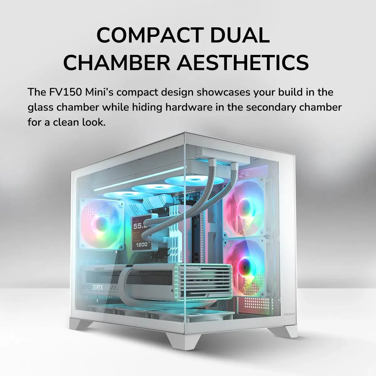 Cougar FV150 Mini RGB Mini Tower Gaming Case - White