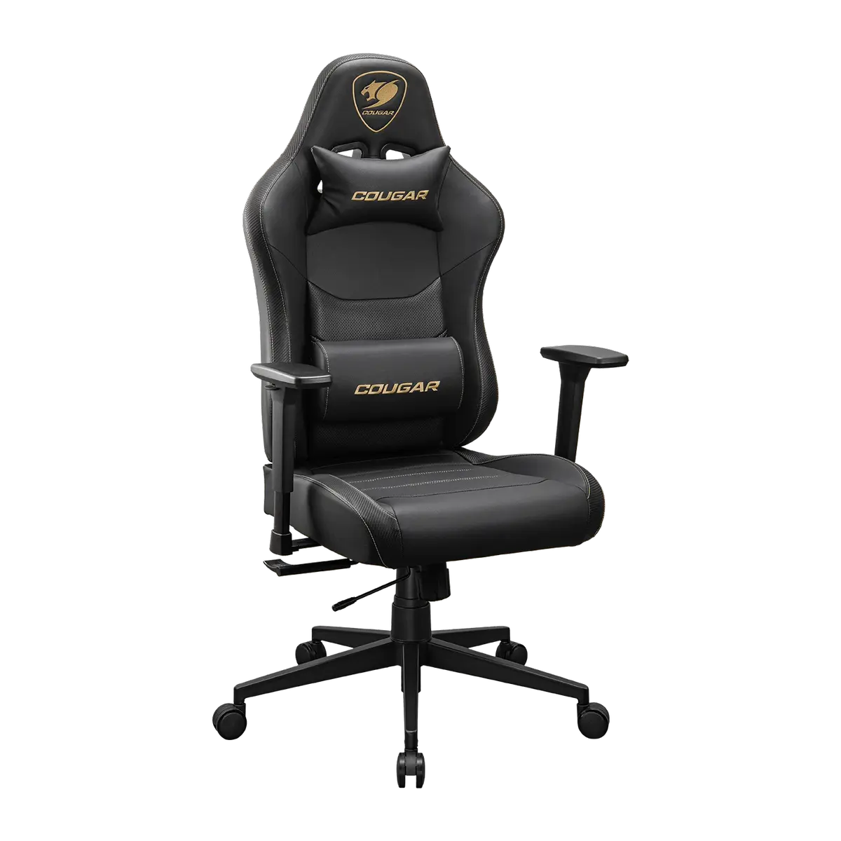 Cougar Pryme PVC Leather, 3D Armrest, Lumbar and Head Pillow Gaming Chair - Gold