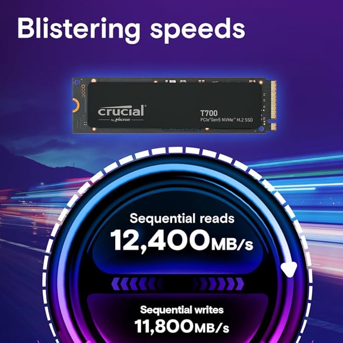 Crucial T700 4TB SSD PCIe Gen5 NVMe M.2 Internal SSD