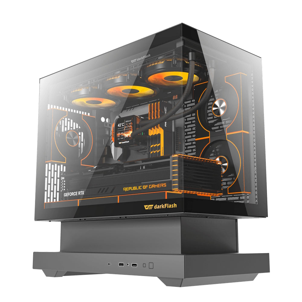 Darkflash FLOATRON F1 Micro-ATX Mid-Tower PC Gaming Case - Black