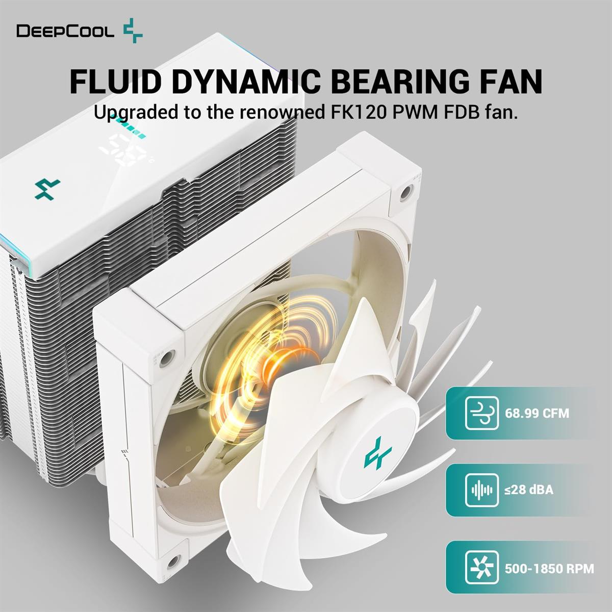 DeepCool AK400 Digital ARGB CPU Air Cooler - White