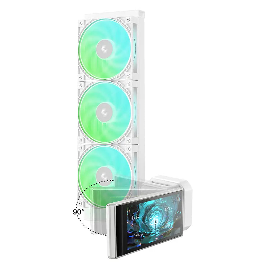 Deepcool LT360 Vision ARGB 360mm 4.5in LCD AIO Liquid CPU Cooler - White