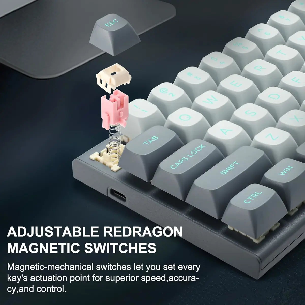 E-Yooso HZ61 Rapid Trigger RGB Backlit Gaming Keyboard - Grey