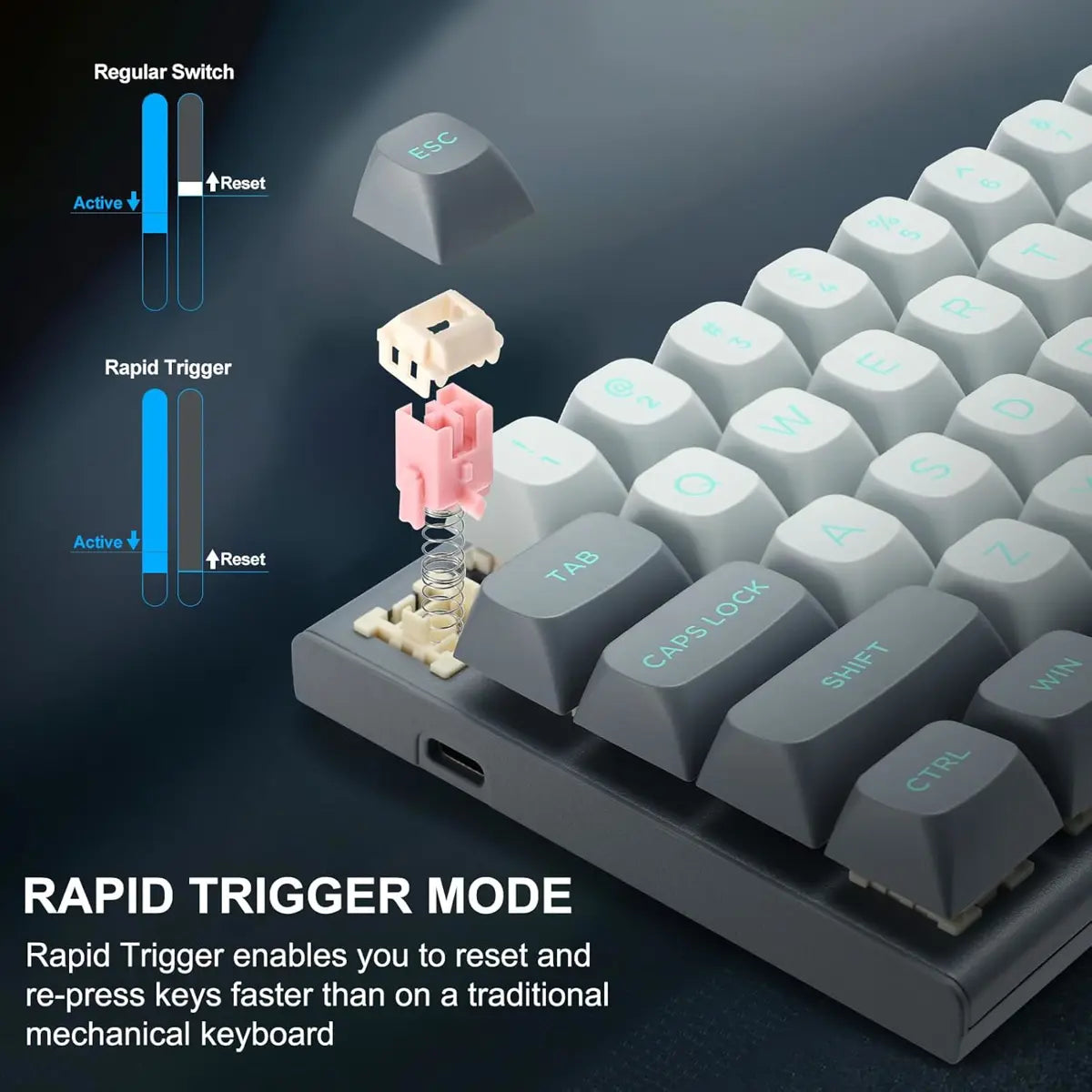 E-Yooso HZ61 Rapid Trigger RGB Backlit Gaming Keyboard - Grey