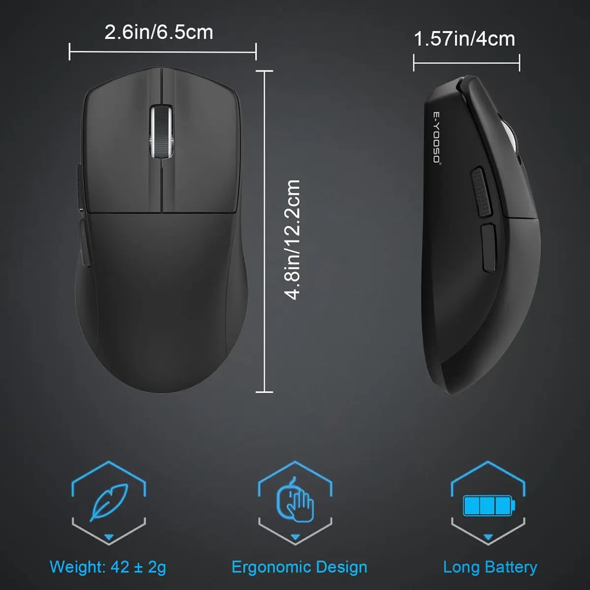 E-Yooso X44 Tri-mode Lightweight Gaming Mouse - Black