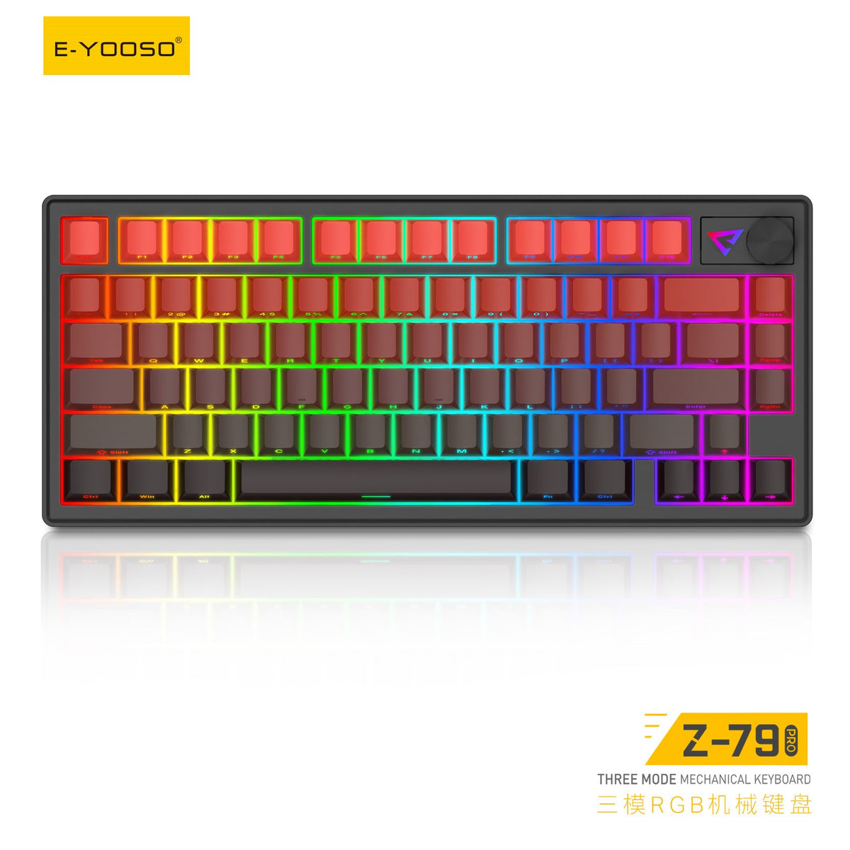 E-YOOSO Z-79 Pro Tri-Mode RGB Mechanical Keyboard – Gradient Black/Red - Manbo Switch