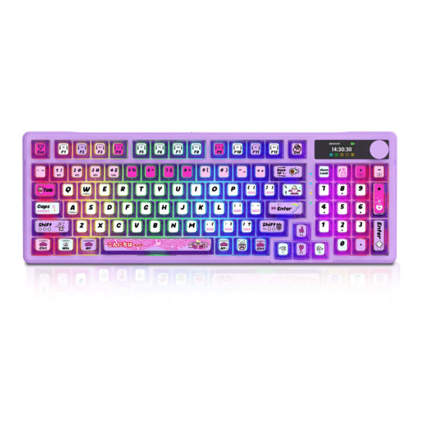 E-YOOSO Z-99 Ultra Tri-Mode RGB Mechanical Keyboard – Transparent Purple - Silver Switch
