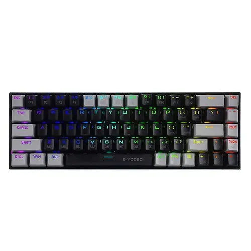 E-Yooso Z686 68 Keys, USB Type-C Wired, Mechanical Keyboard -  Black/Grey Red Switches