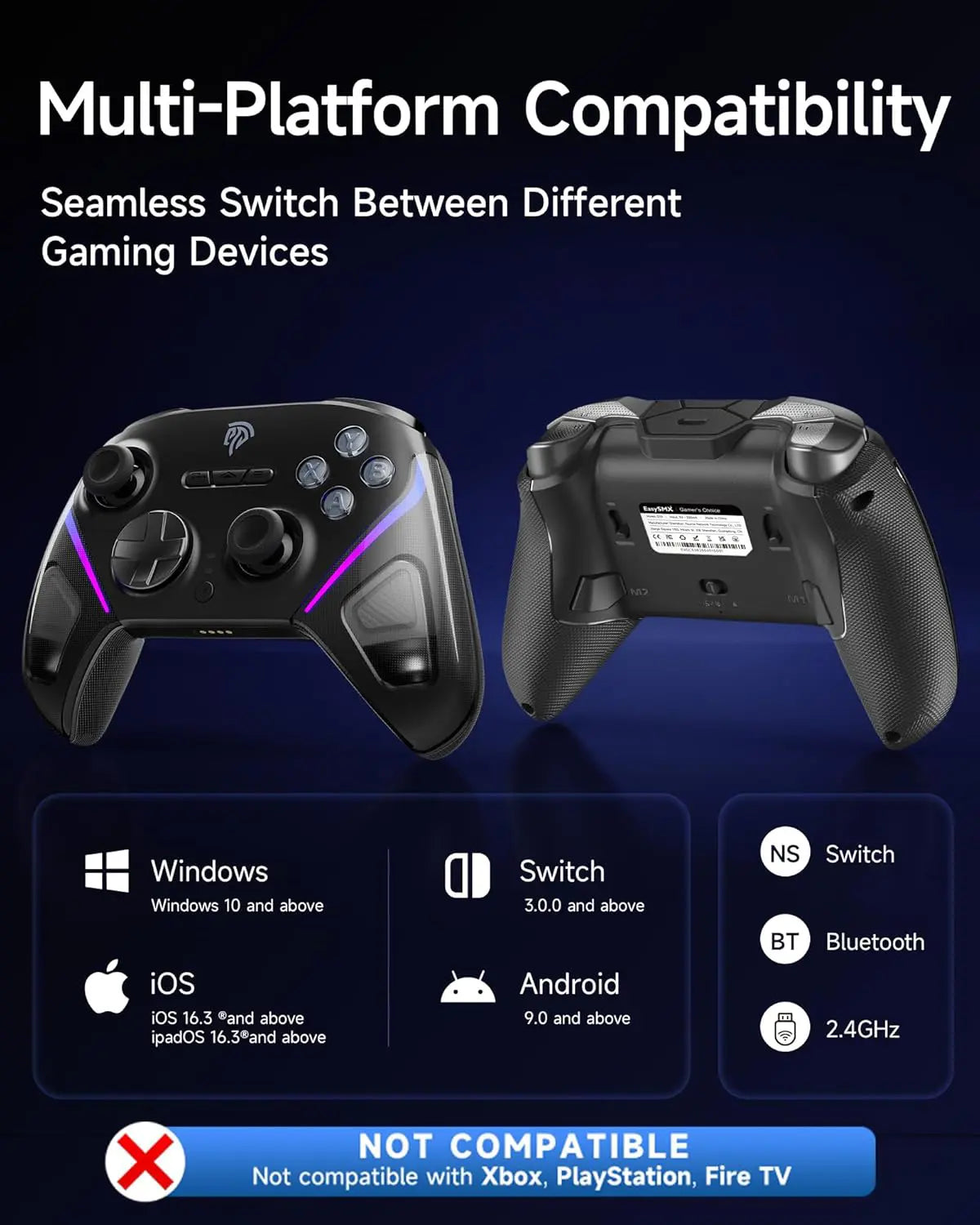EasySMX D10 Wireless Gamepad Pro PC Controller - Space Black