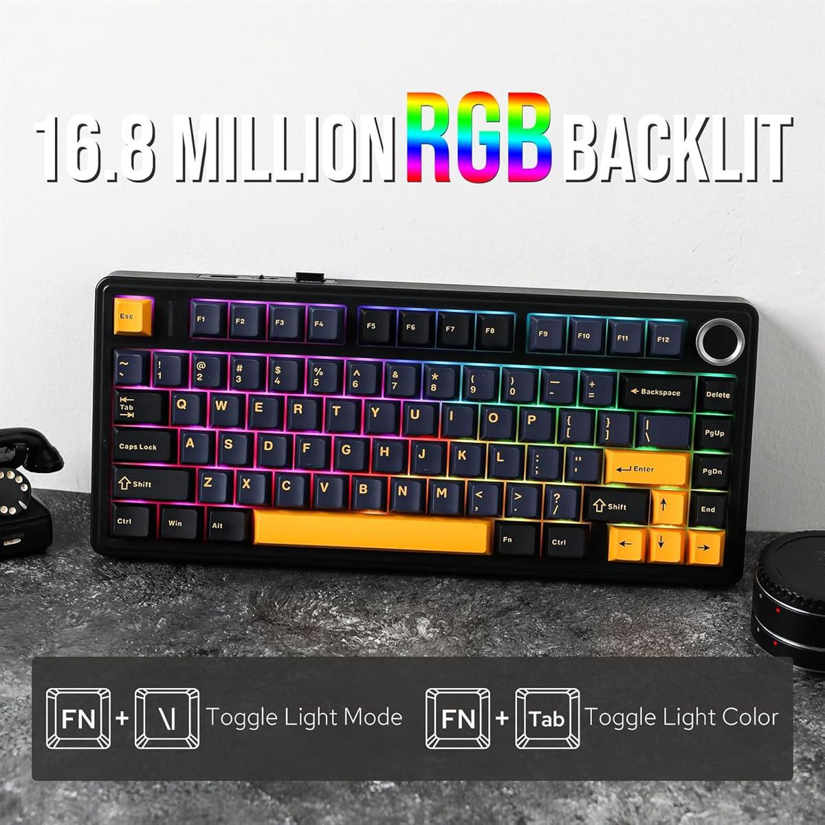 Epomaker x Aula F75 75% Wireless Hot Swappable Gaming Keyboard - Black (Ice Vein Switch)