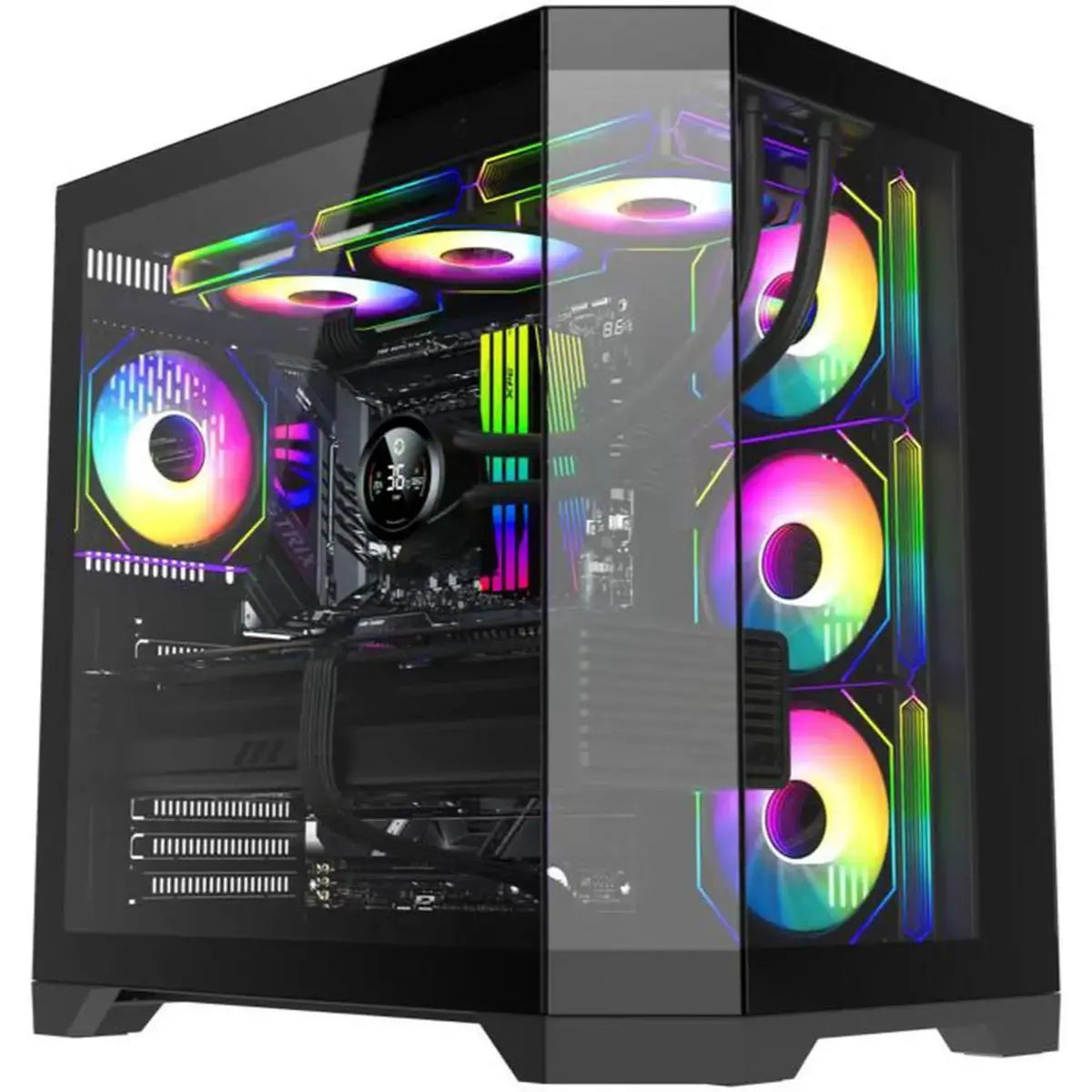 GameMax Hype-A BK Mid-Tower ATX Tempered Glass Computer Case - Black