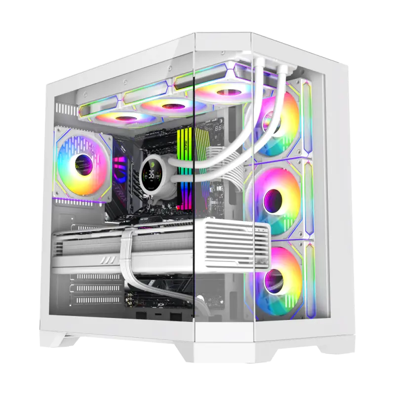 GameMax Hype-A Mid-Tower ATX Tempered Glass Computer Case - White