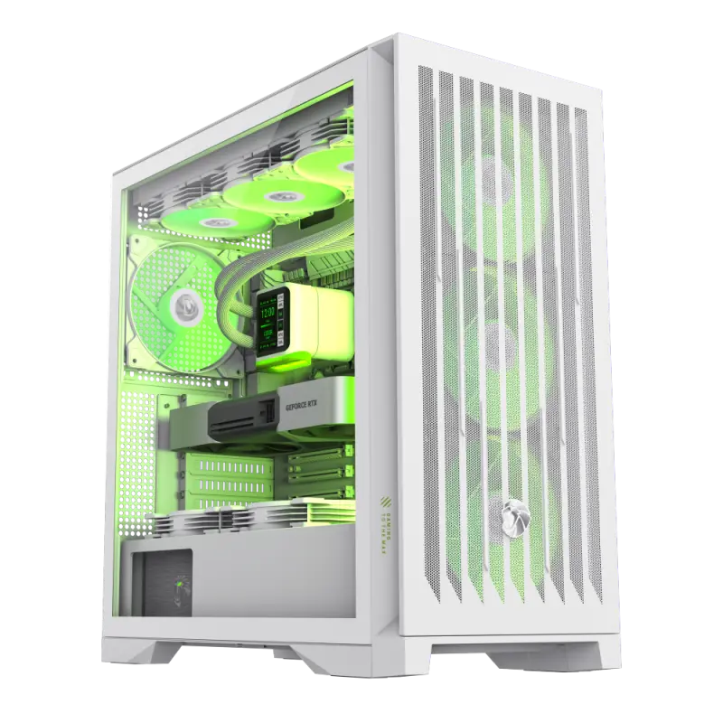GameMax Leader 2 WH ARGB Mid-Tower eATX Gaming Case - White