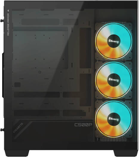 GIGABYTE C500 PANORAMIC STEALTH ICE ATX Mid Tower PC Gaming Case, Pre-installed 4x ARGB Fans – Black