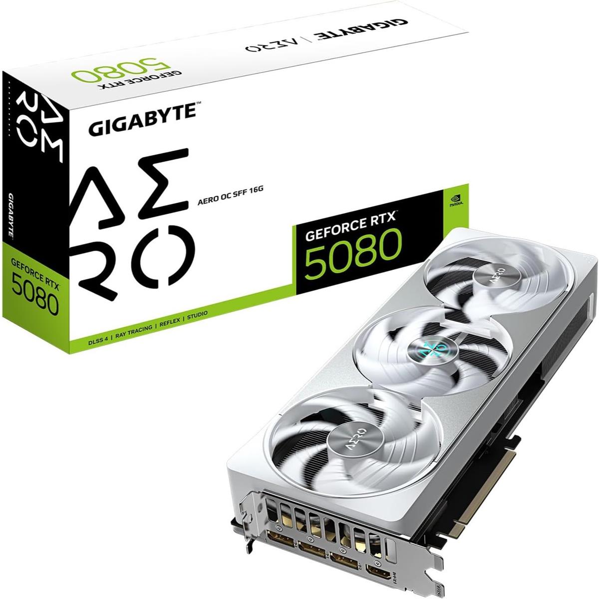 Gigabyte GeForce RTX 5080 Aero OC SFF 16G Graphics Card - White