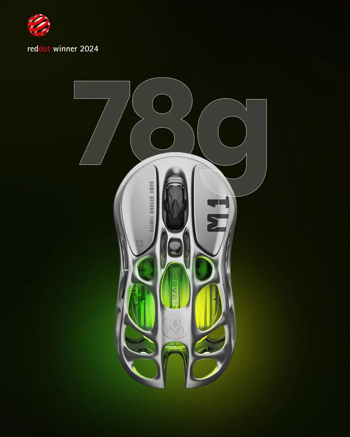 GravaStar Mercury M1 Pro Wireless Gaming Mouse - Gray