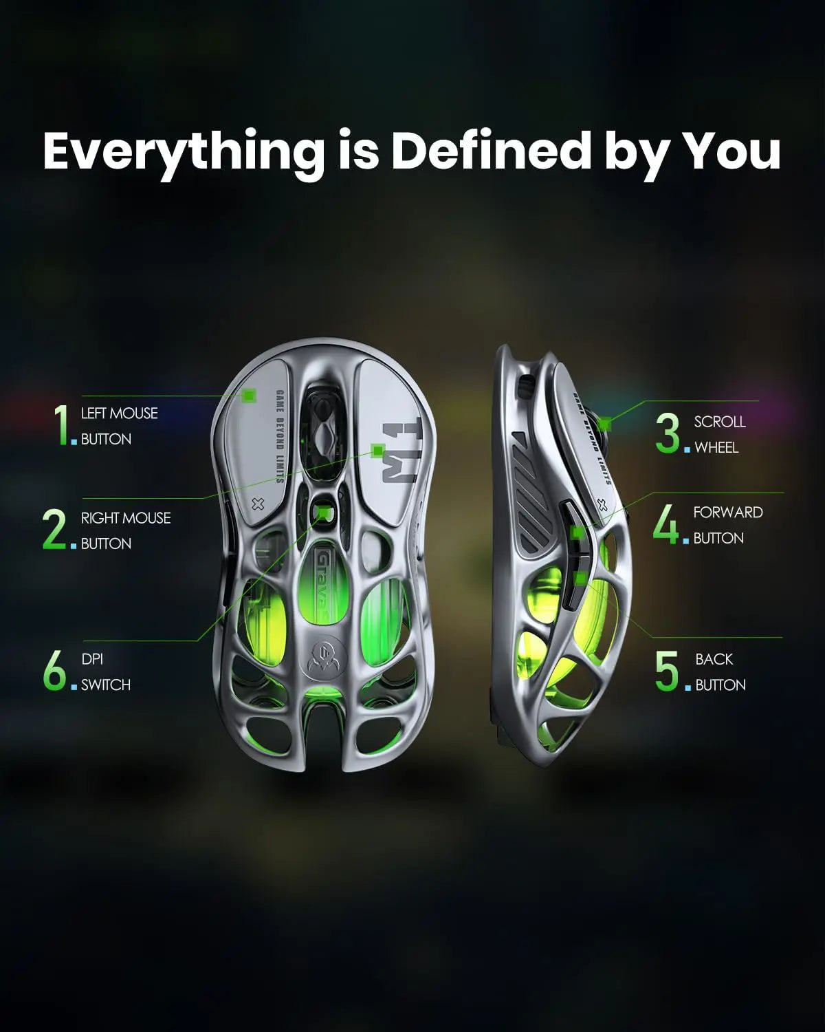 GravaStar Mercury M1 Pro Wireless Gaming Mouse - Gray