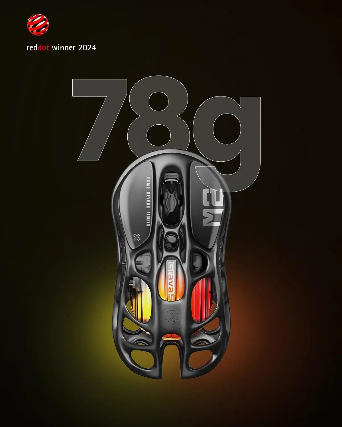 GravaStar Mercury M2 Wireless Gaming Mouse - Stealth Black