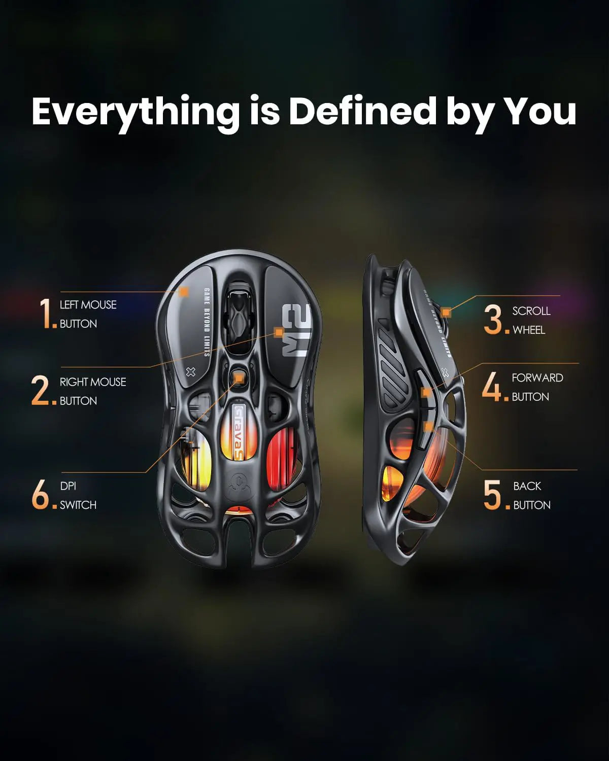 GravaStar Mercury M2 Wireless Gaming Mouse - Stealth Black