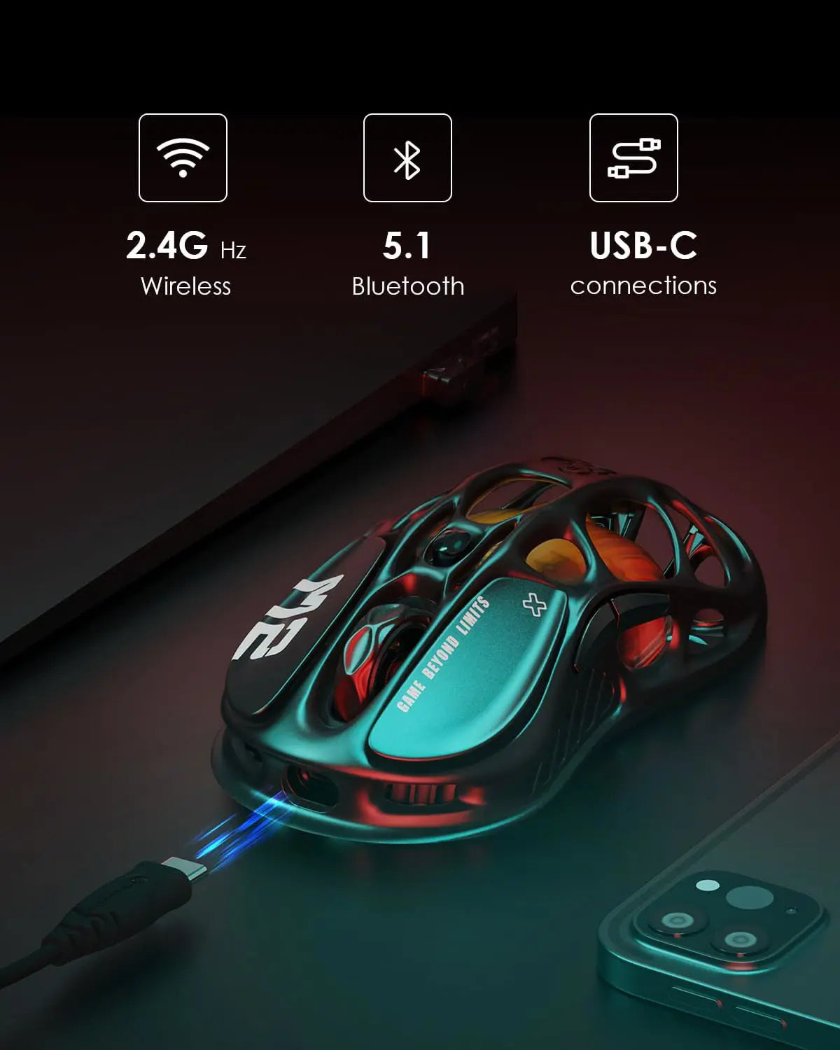 GravaStar Mercury M2 Wireless Gaming Mouse - Stealth Black
