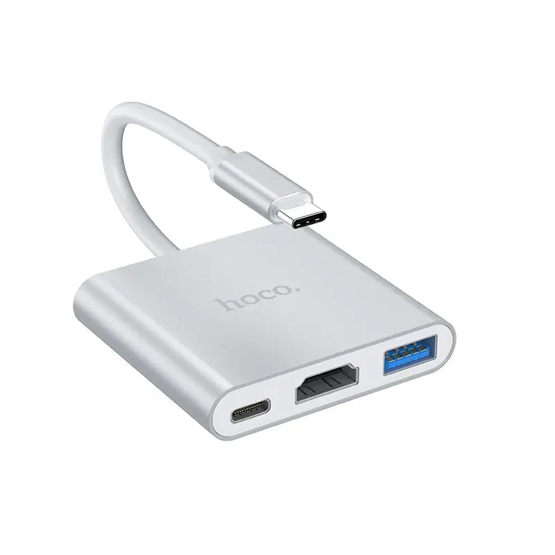 HOCO HB14 – Easy Use Type-C Adapter (Type-C to USB3.0+HDMI+PD) - Silver