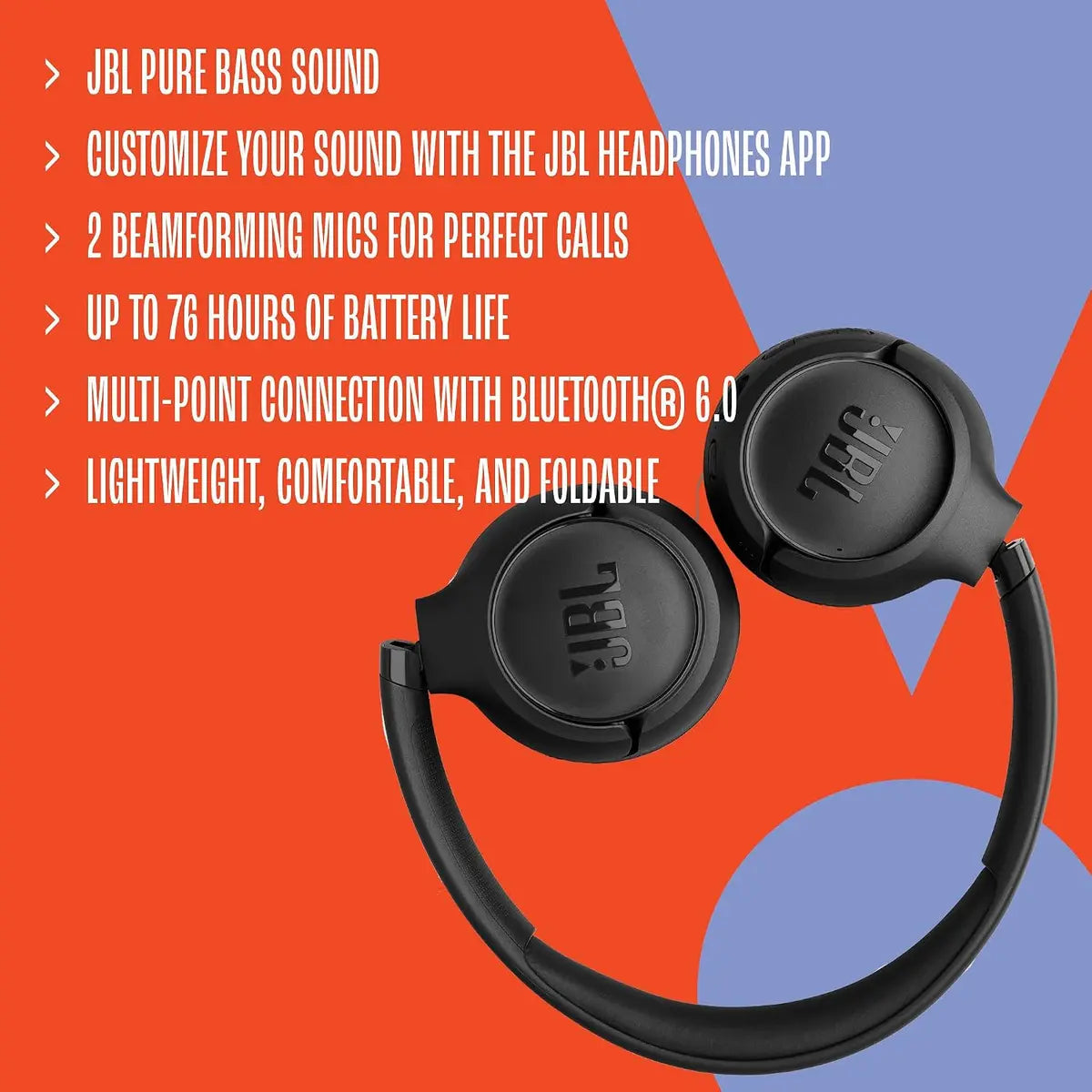 JBL Tune 530BT Wireless On-Ear Headphones - Black