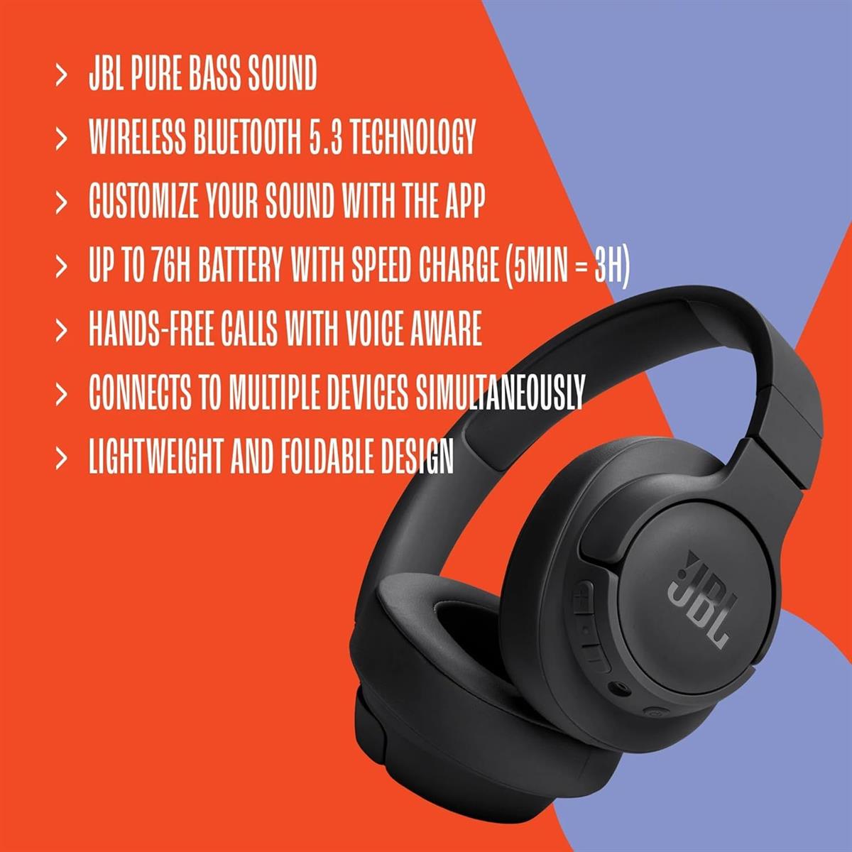 JBL Tune 720BT Wireless Over-Ear Headphones - Purple - PakByte Computers  
