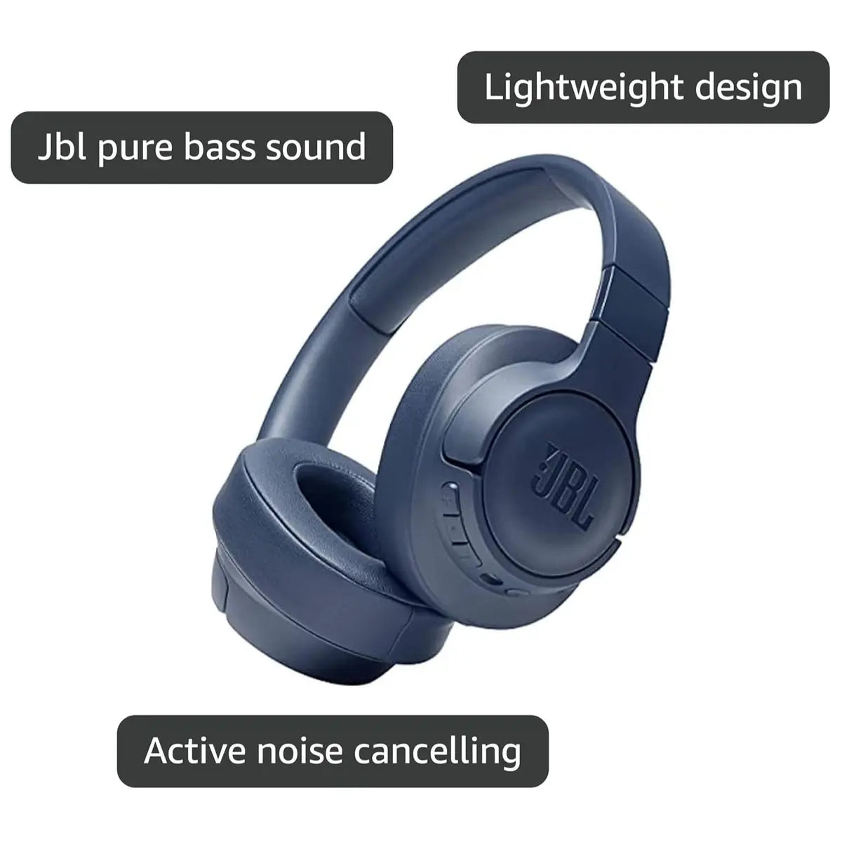 JBL Tune 760NC Lightweight Over-Ear Wireless Headphones - Blue