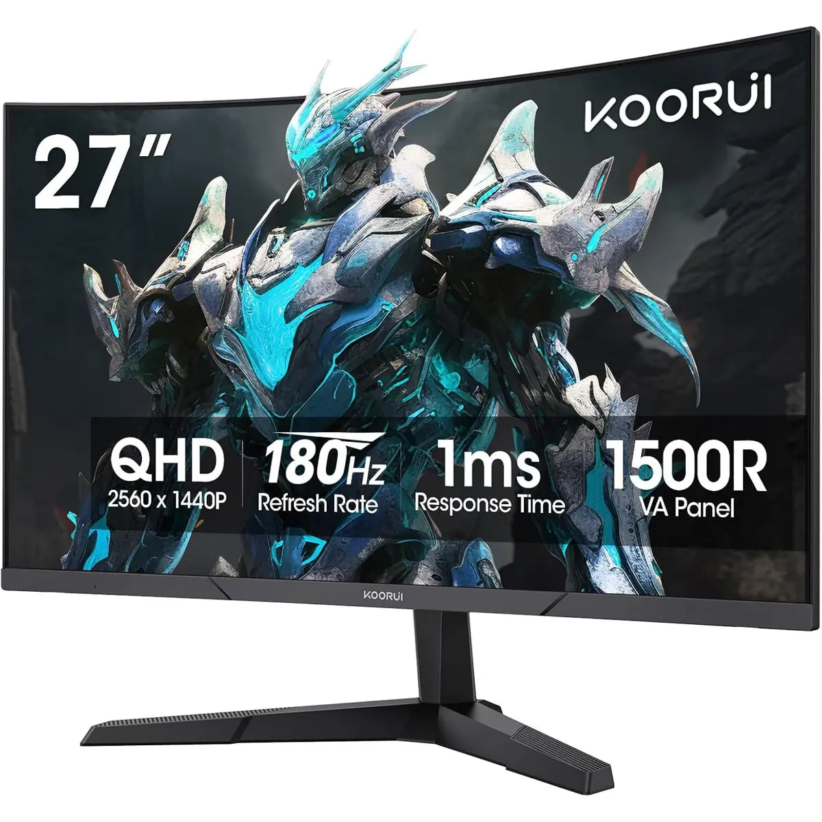 Koorui 27E6QCA 27 Inch 180hz Curved Gaming Monitor, QHD (2560 x 1440) 1ms VA 1500R Display