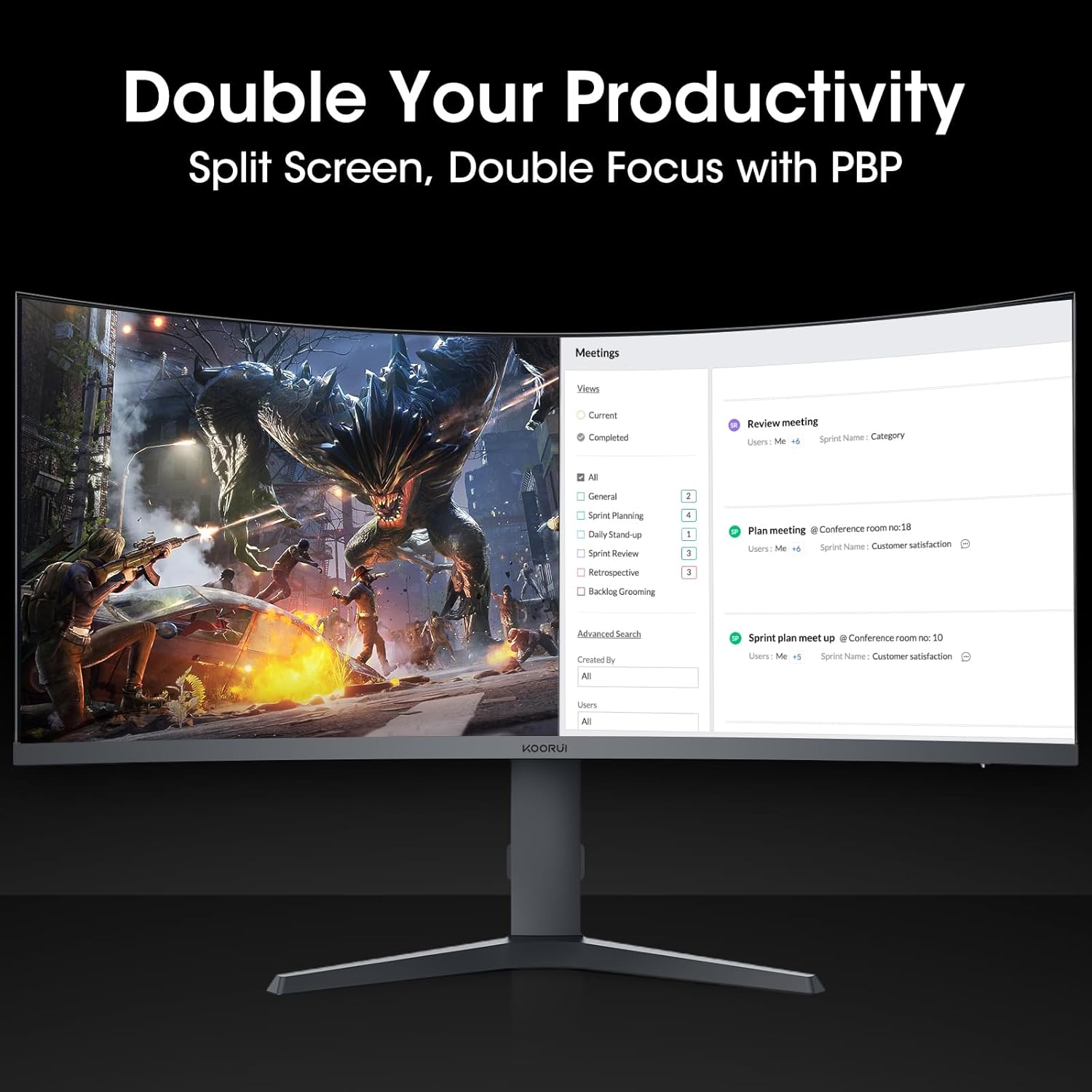 Koorui 34E6UC 34-inch 180hz, 1000R, Curved Ultrawide WQHD Gaming Monitor