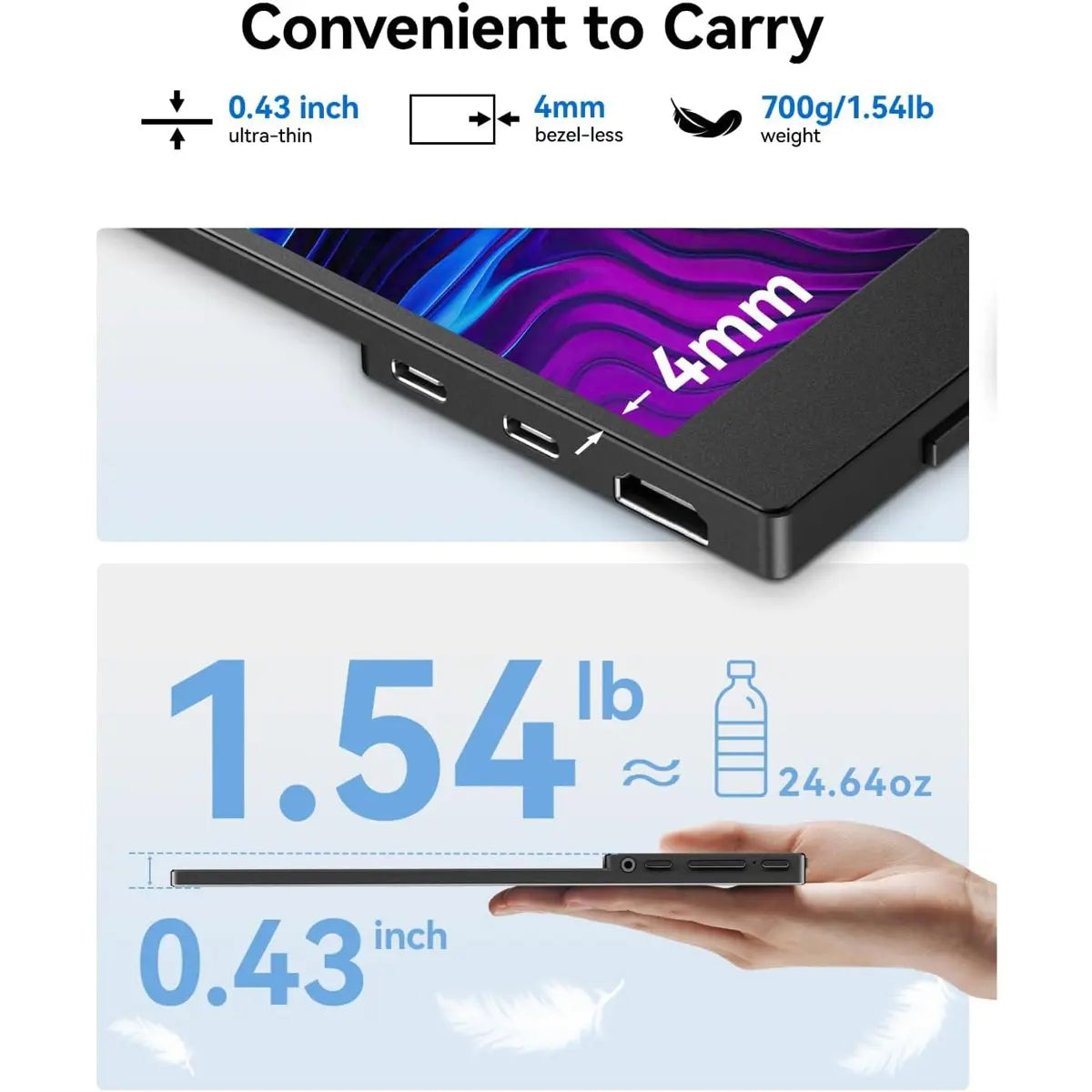 Koorui E1511A 60Hz 15.6 Inch Portable Laptop Monitor