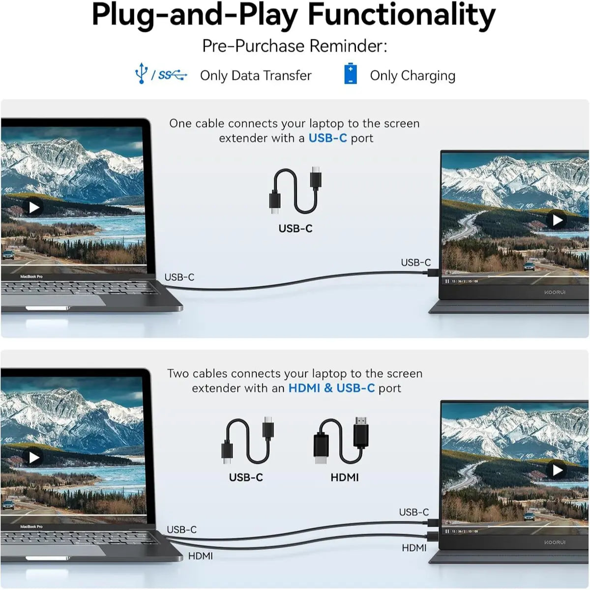 Koorui E1511A 60Hz 15.6 Inch Portable Laptop Monitor