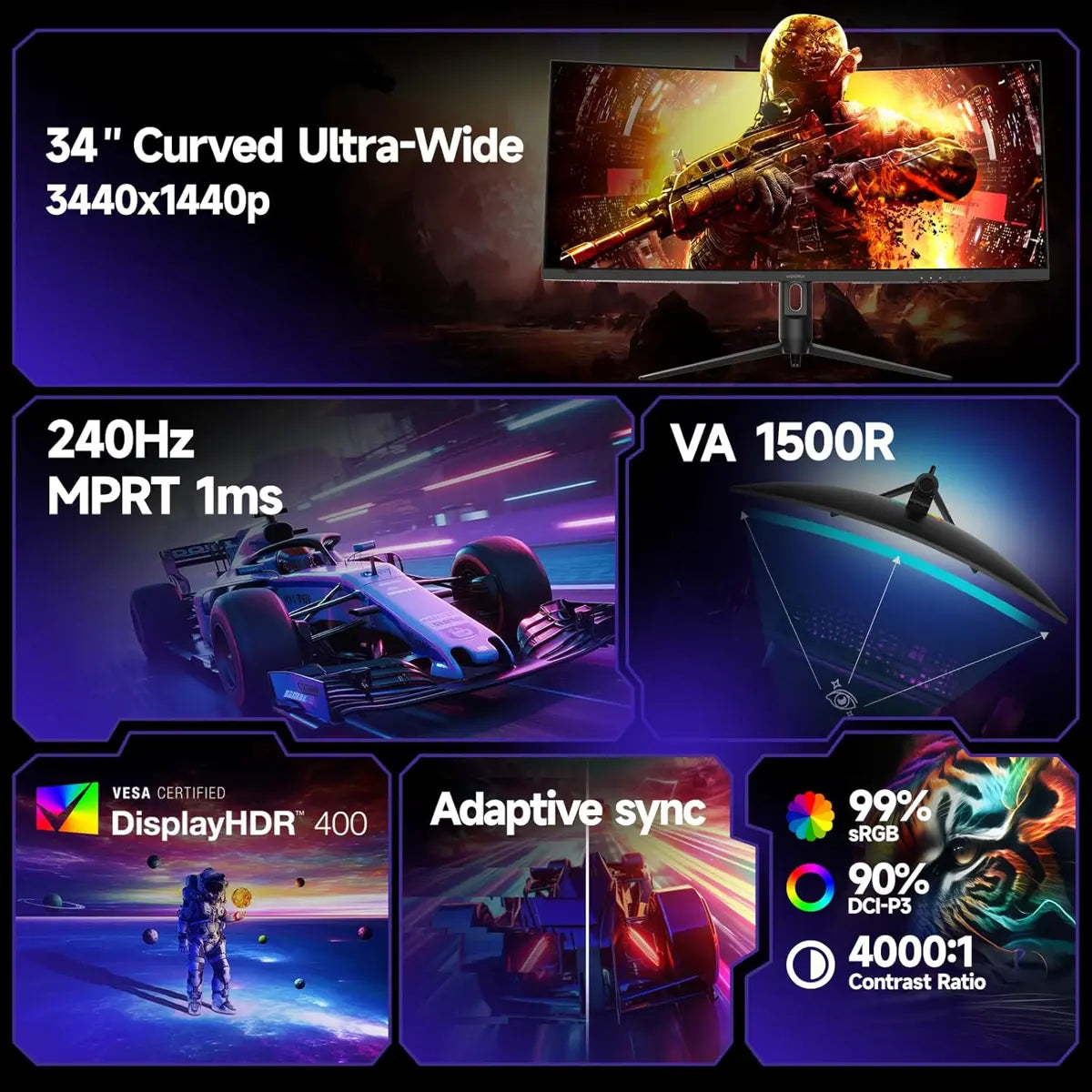 Koorui G3441XC 34 Inch 240Hz Ultrawide Curved Gaming Monitor