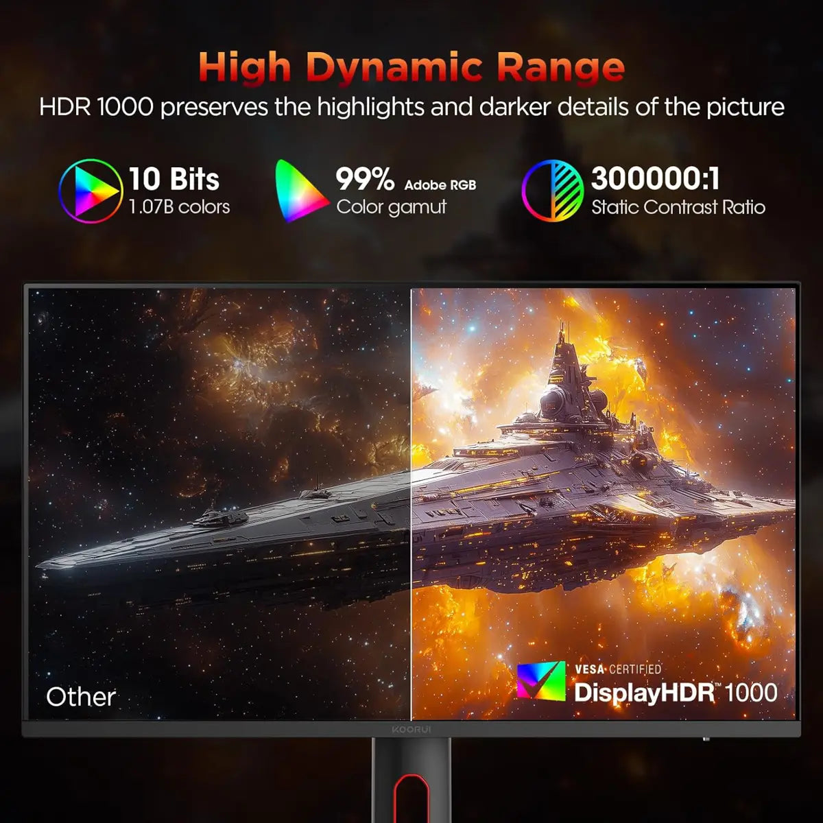 Koorui S2721PM 27", 1ms, HDR1000, 1440p, Mini-LED IPS, 200hz Gaming Monitor