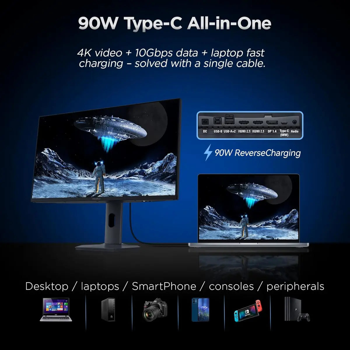 Koorui S2741LM 27" 4K QD-Mini LED Gaming Monitor - Dual-Mode (UHD 160Hz or FHD 320Hz), 1ms