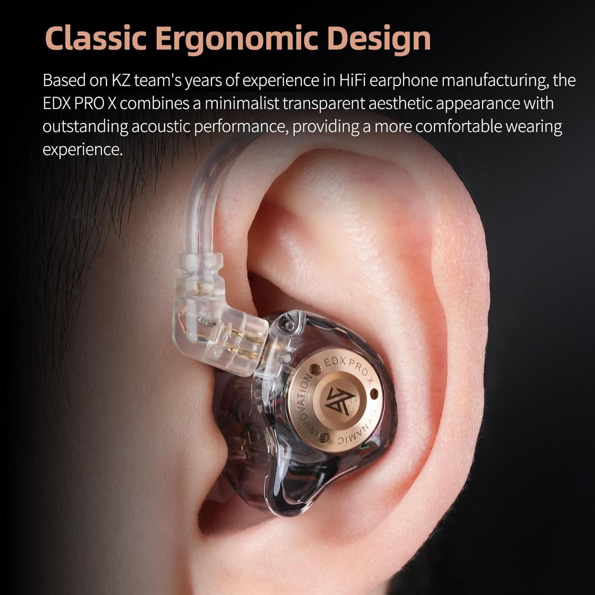 KZ EDX Pro X in Ear Earphone IEMs Single Dynamic Driver Wired Gaming Earbud - Black
