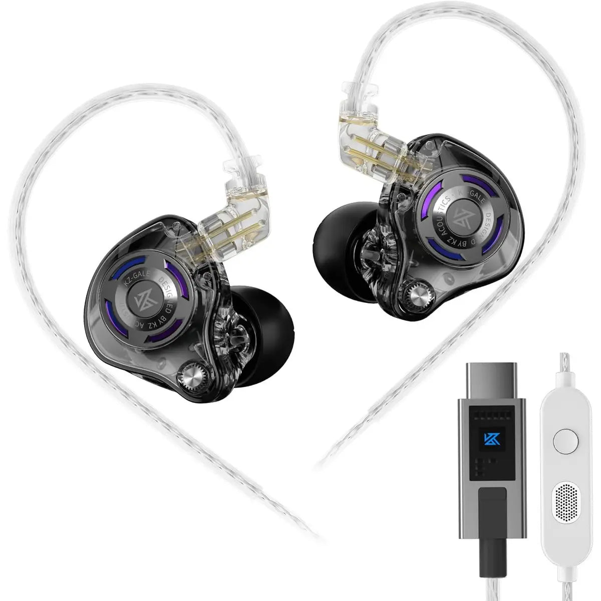 KZ Gale USB-C Headphones Type C IEM Earphone with Microphone - Black
